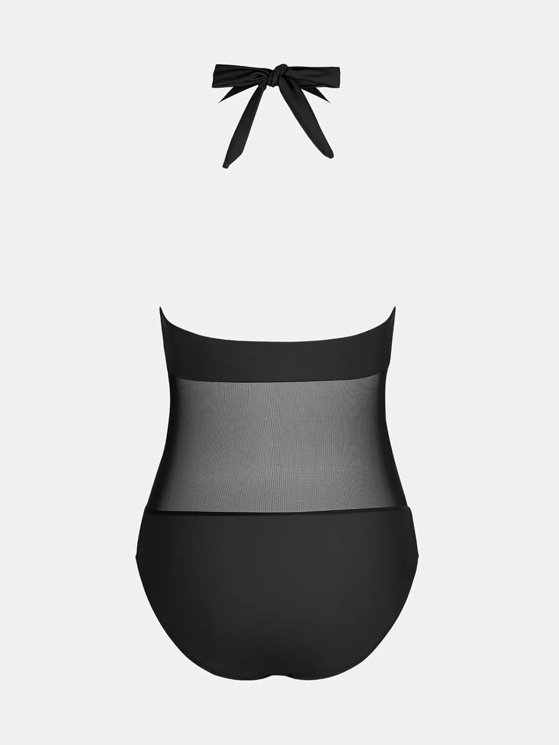CUPSHE Women's Plunging Hater One Piece Ruched Mesh Panel Swimsuit Deep V Neck Open Back Bathing Suit