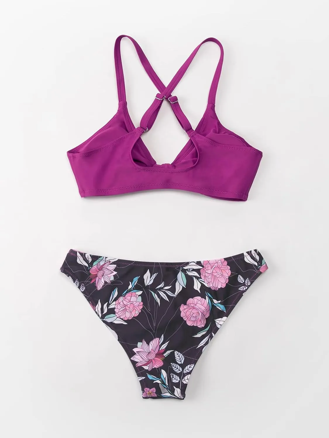 CUPSHE Women's Two Piece Bikini Set Floral Print Knot Bunny Tie