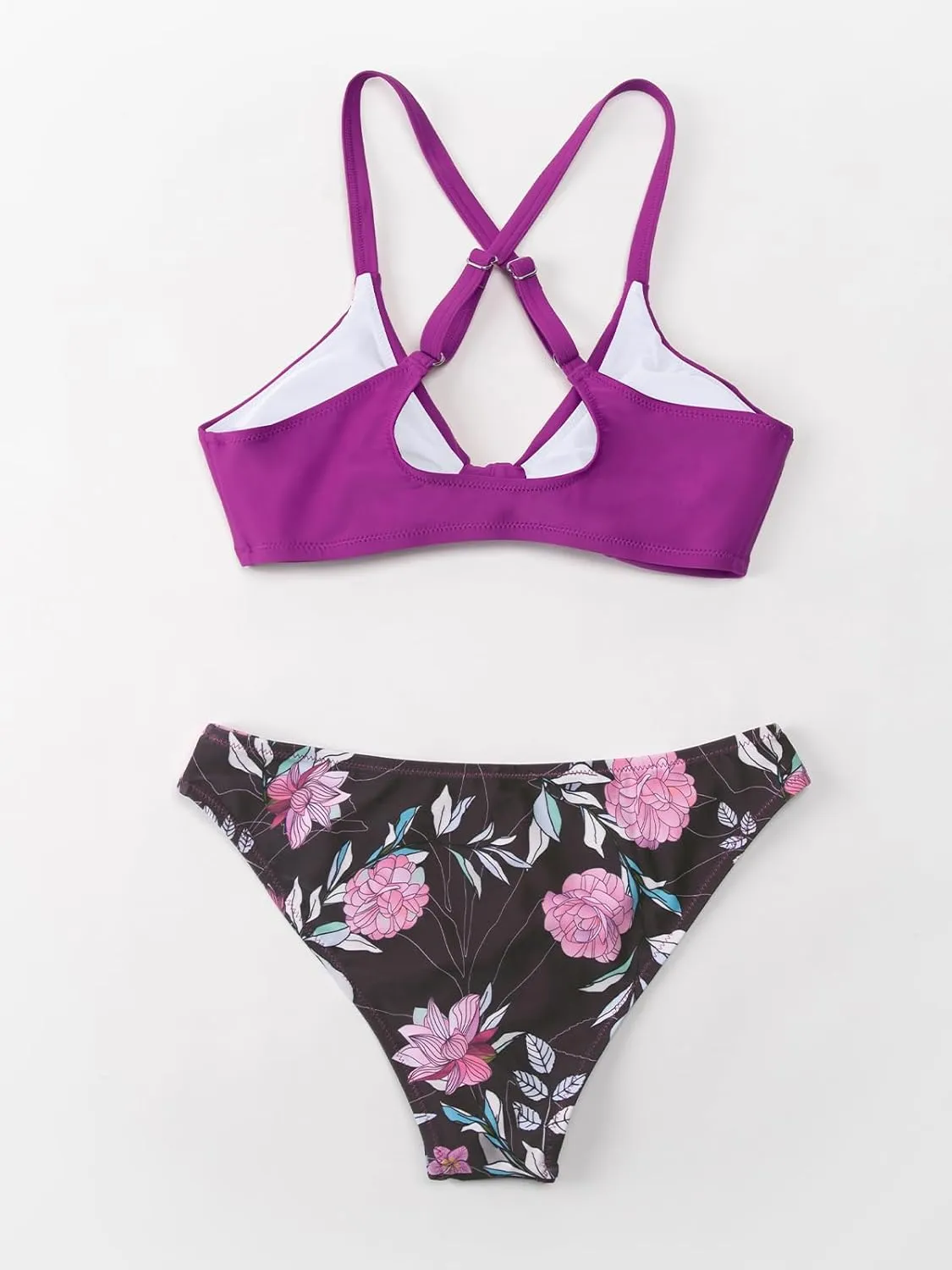 CUPSHE Women's Two Piece Bikini Set Floral Print Knot Bunny Tie