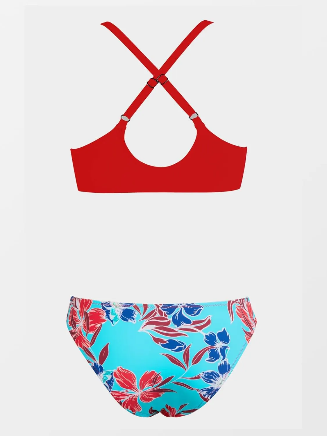 CUPSHE Women's Two Piece Bikini Set Floral Print Knot Bunny Tie