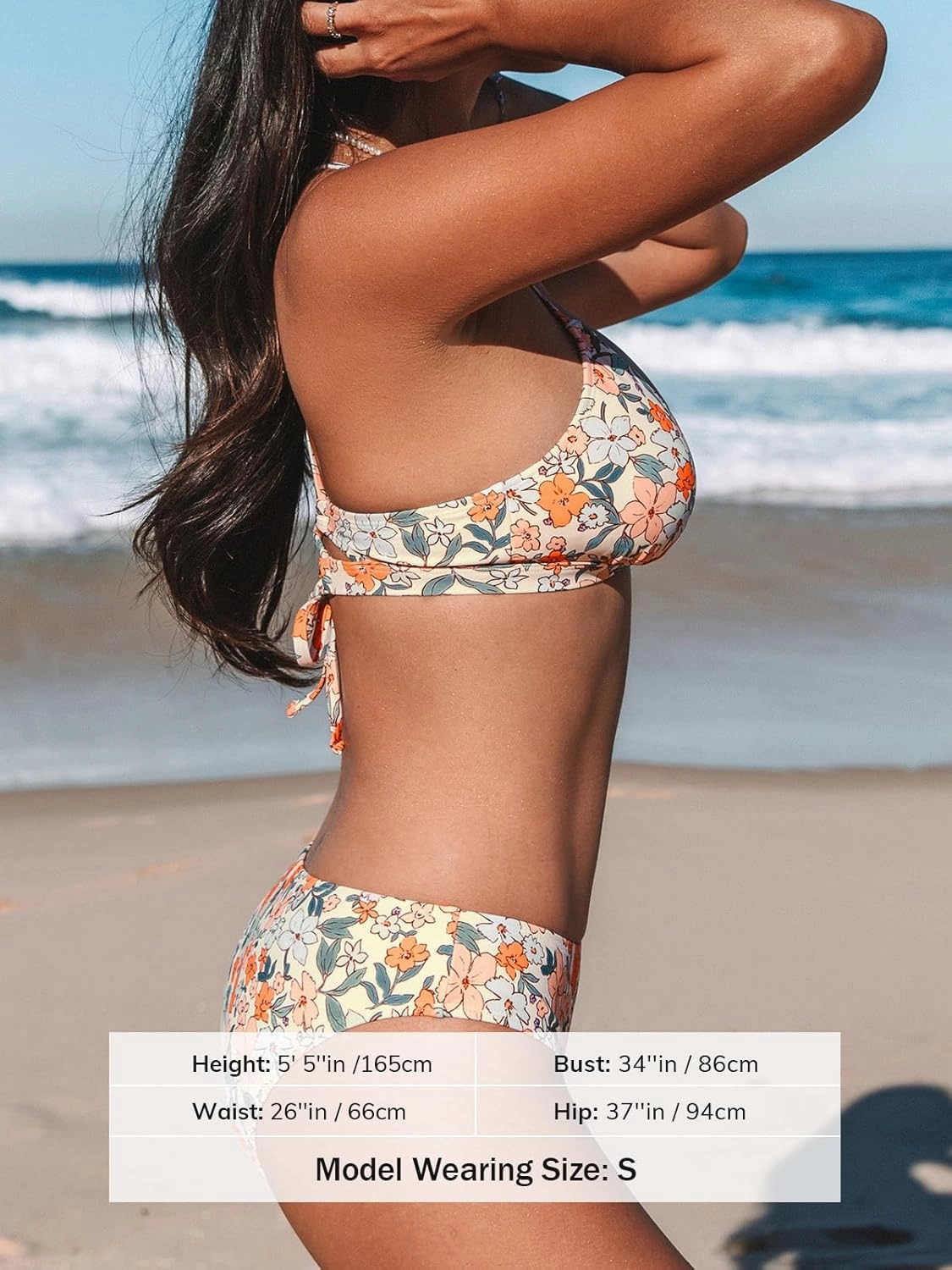CUPSHE Bikini Set for Women Two Piece Swimsuits V Neck Low Rise Crisscross Back Self Tie Spaghetti Straps