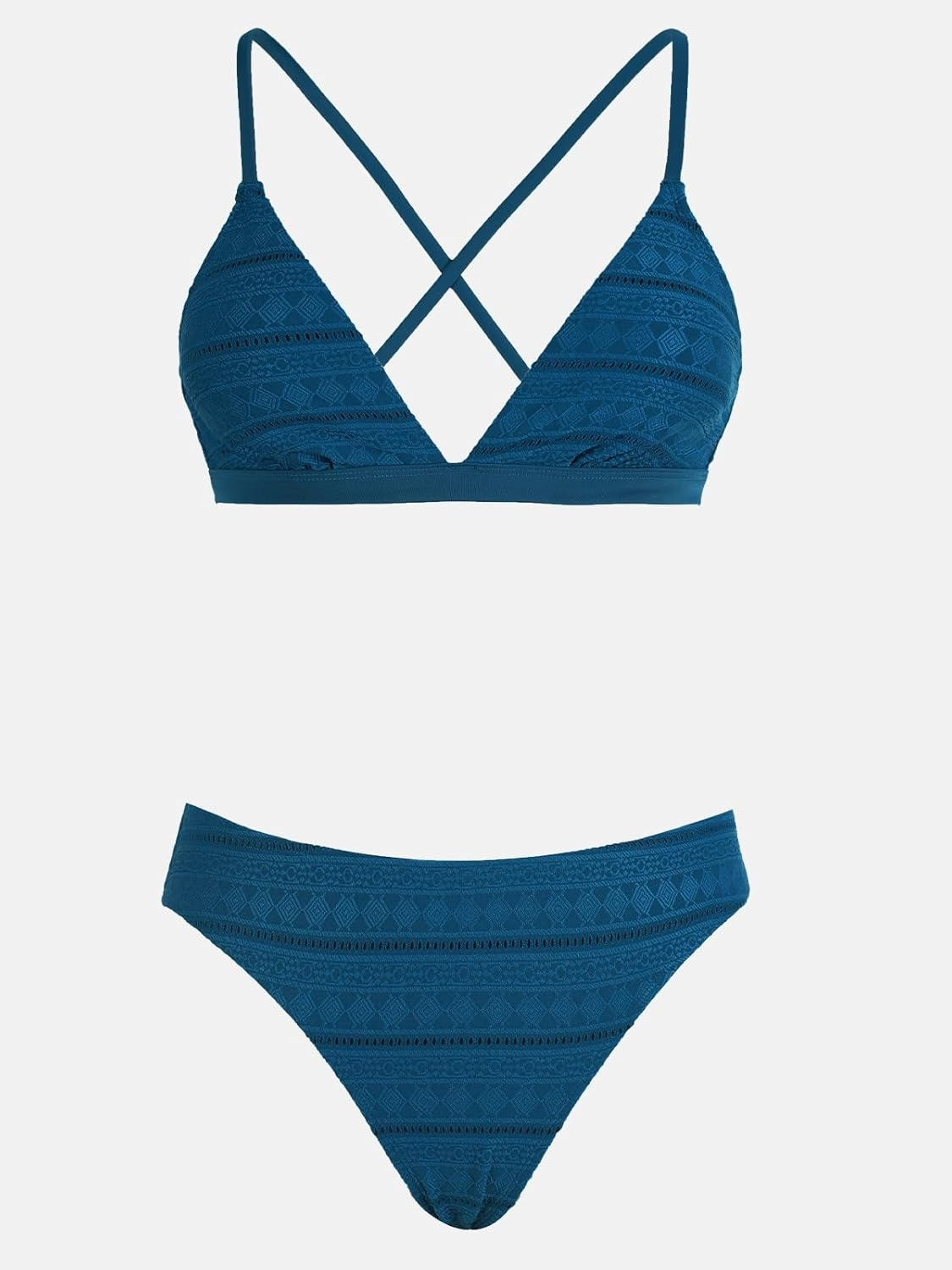 CUPSHE Bikini Set for Women Two Piece Swimsuits V Neck Low Rise Crisscross Back Self Tie Spaghetti Straps