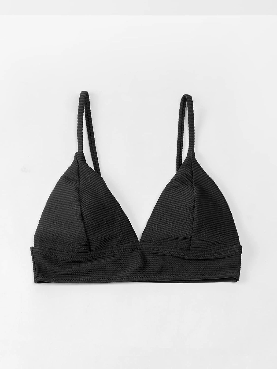 CUPSHE Bikini Top for Women Swimsuit V Neck Textured Bathing Suit