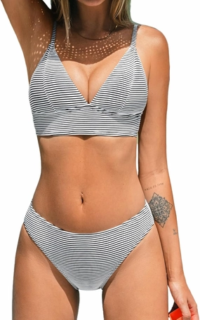CUPSHE Women Bikini Set Solid Color Sexy Triangle Two Piece Swimsuit