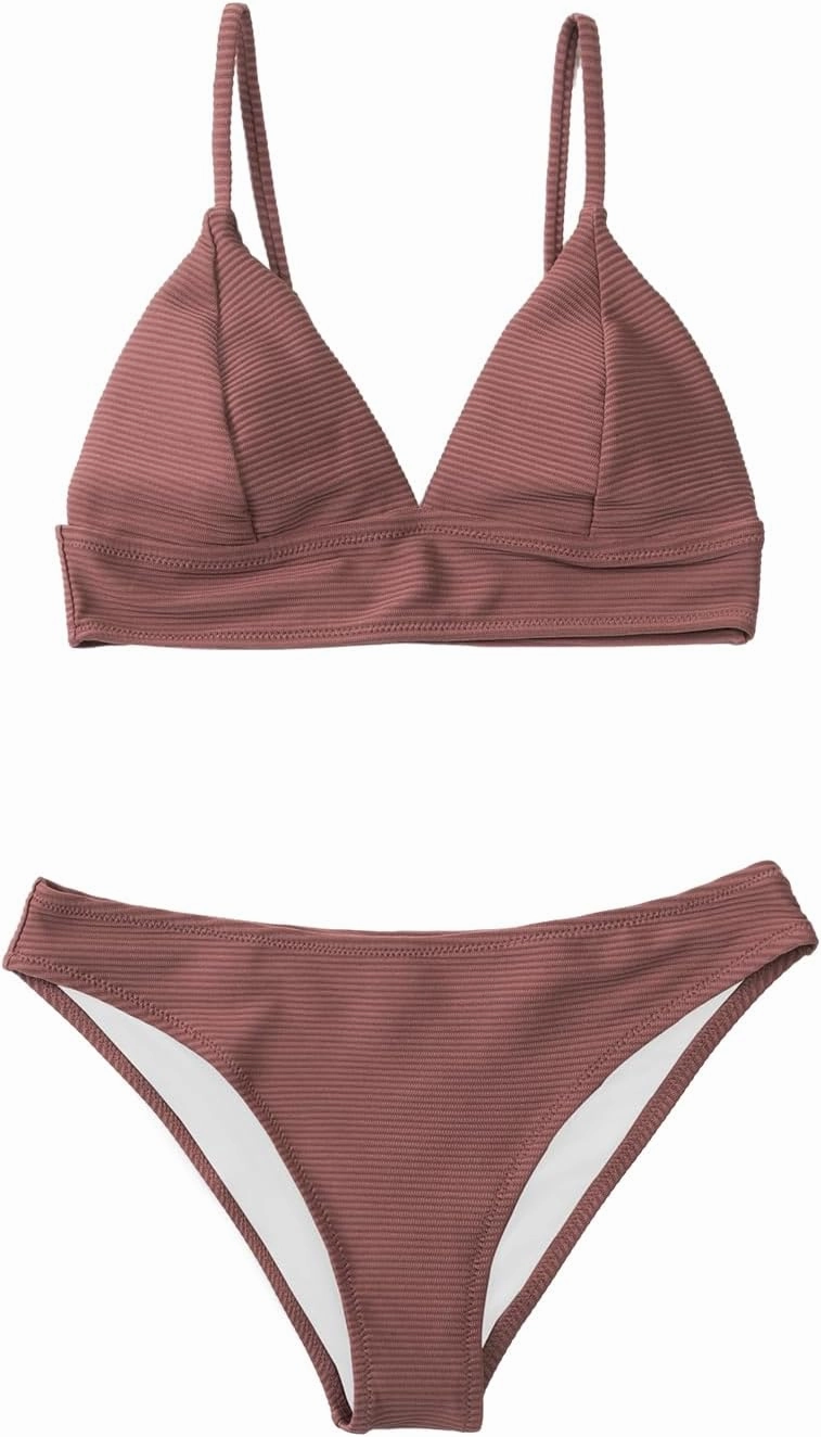 CUPSHE Women Bikini Set Solid Color Sexy Triangle Two Piece Swimsuit