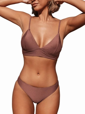 CUPSHE Women Bikini Set Solid Color Sexy Triangle Two Piece Swimsuit