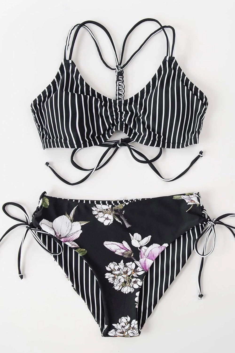 CUPSHE Women's 2 Piece Bikini Set Back Braided Straps with Reversible Bottom