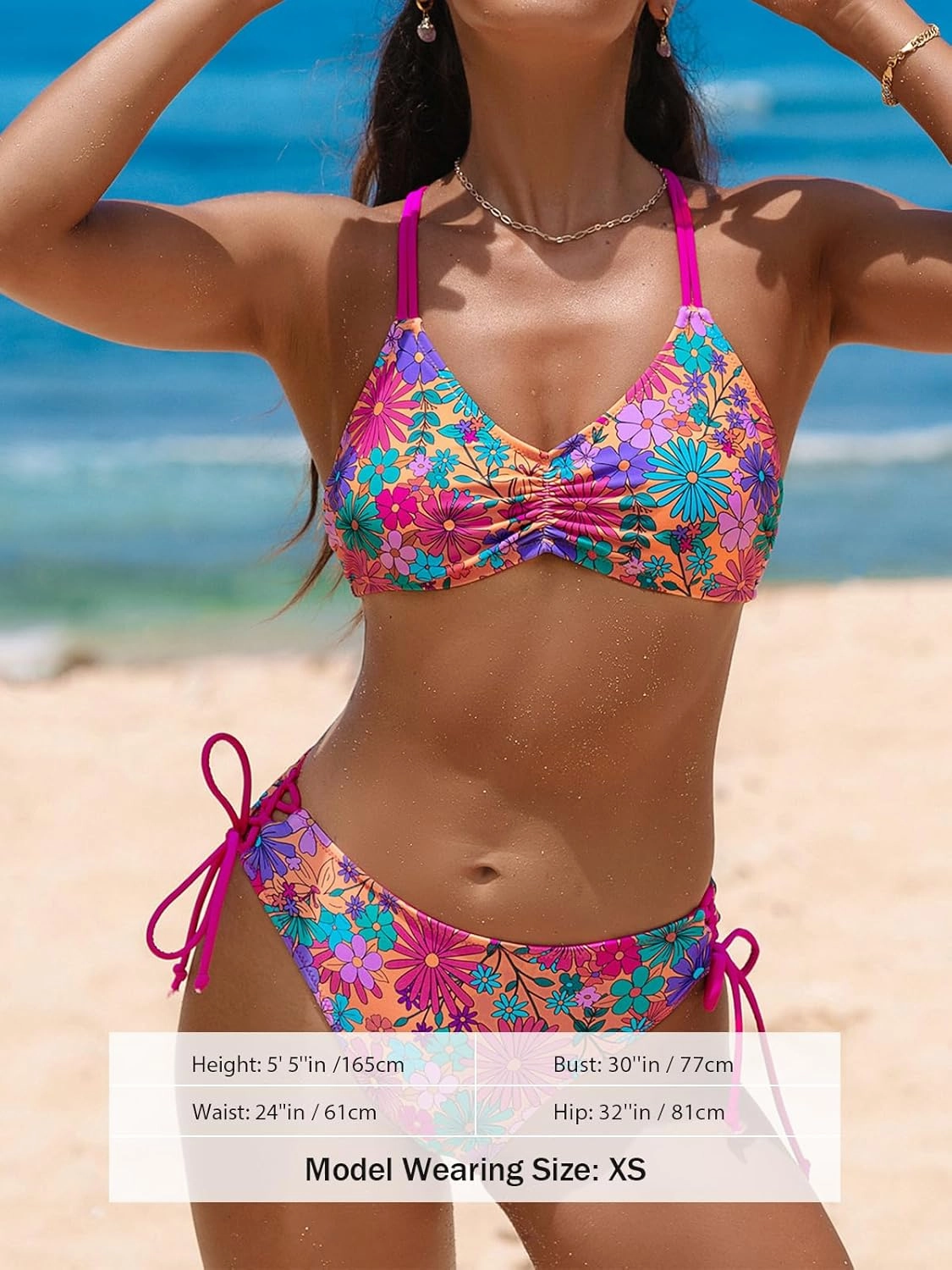 CUPSHE Women's 2 Piece Bikini Set Back Braided Straps with Reversible Bottom