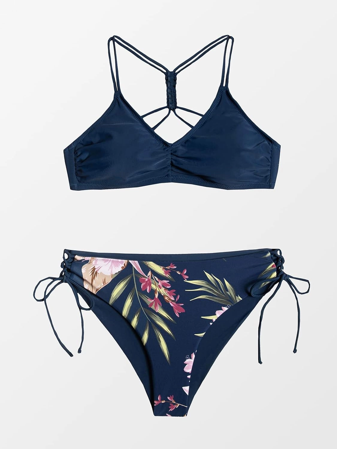 CUPSHE Women's 2 Piece Bikini Set Back Braided Straps with Reversible Bottom