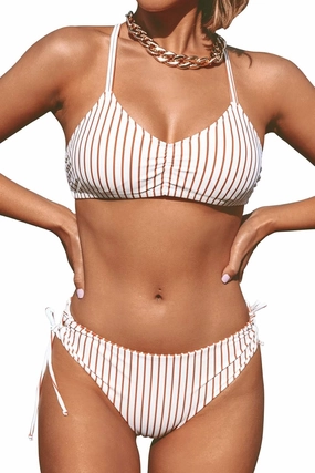 CUPSHE Women's 2 Piece Bikini Set Back Braided Straps with Reversible Bottom