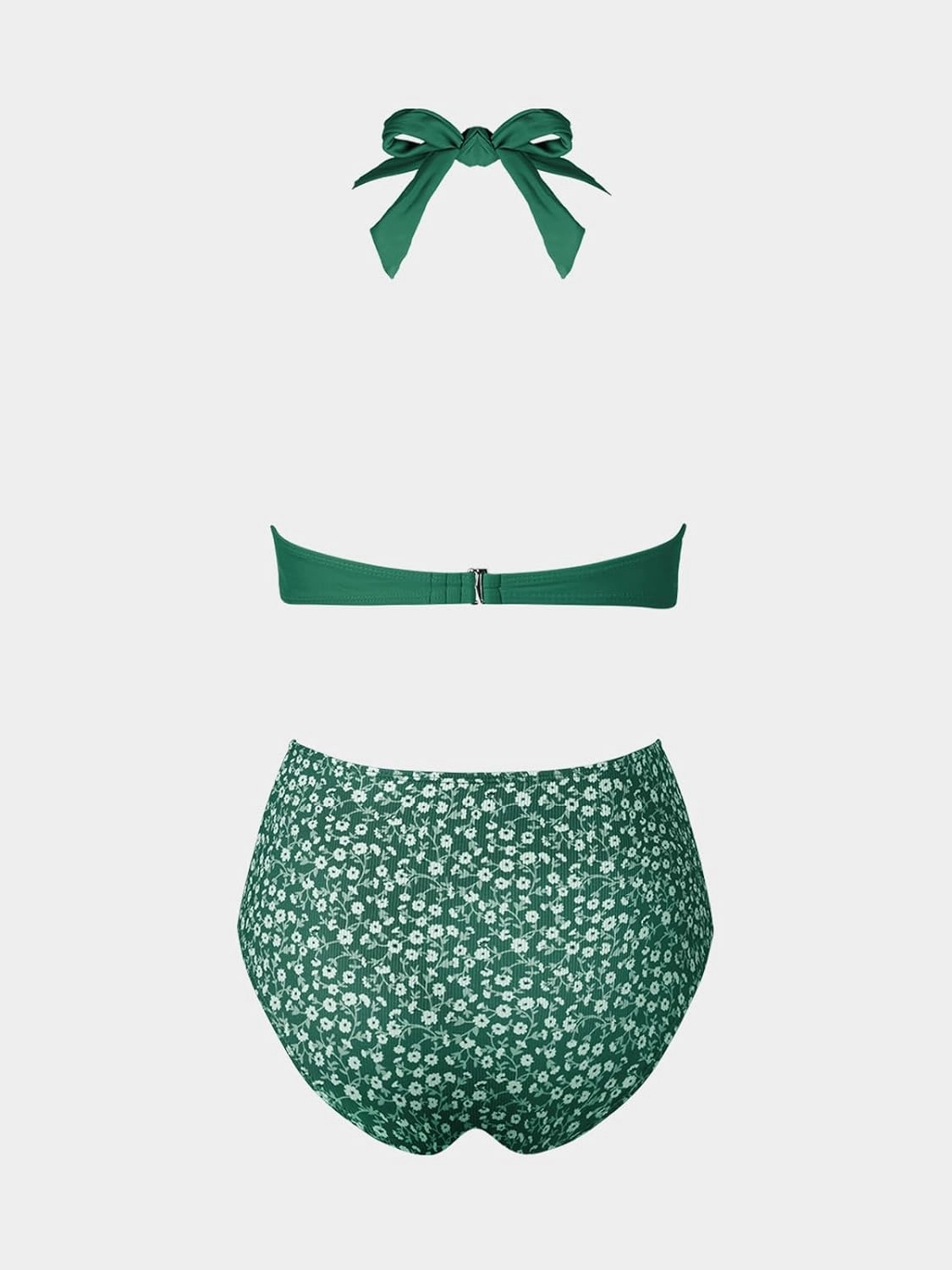 CUPSHE Women's Bikini Sets Two Piece Bathing Suit High Waisted V Neck Halter Front Twist Back Hook Textured