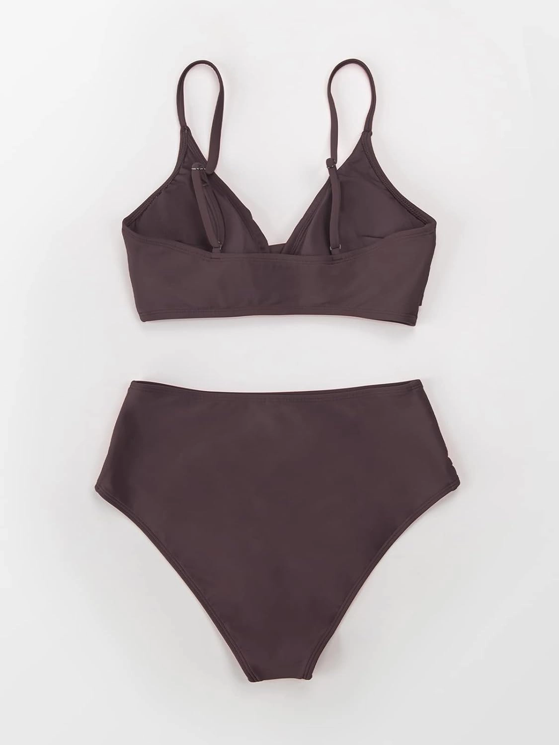 CUPSHE Women's Bikini Sets Two Piece Swimsuit High Waisted V Neck Twist Front Adjustable Spaghetti Straps Bathing Suit