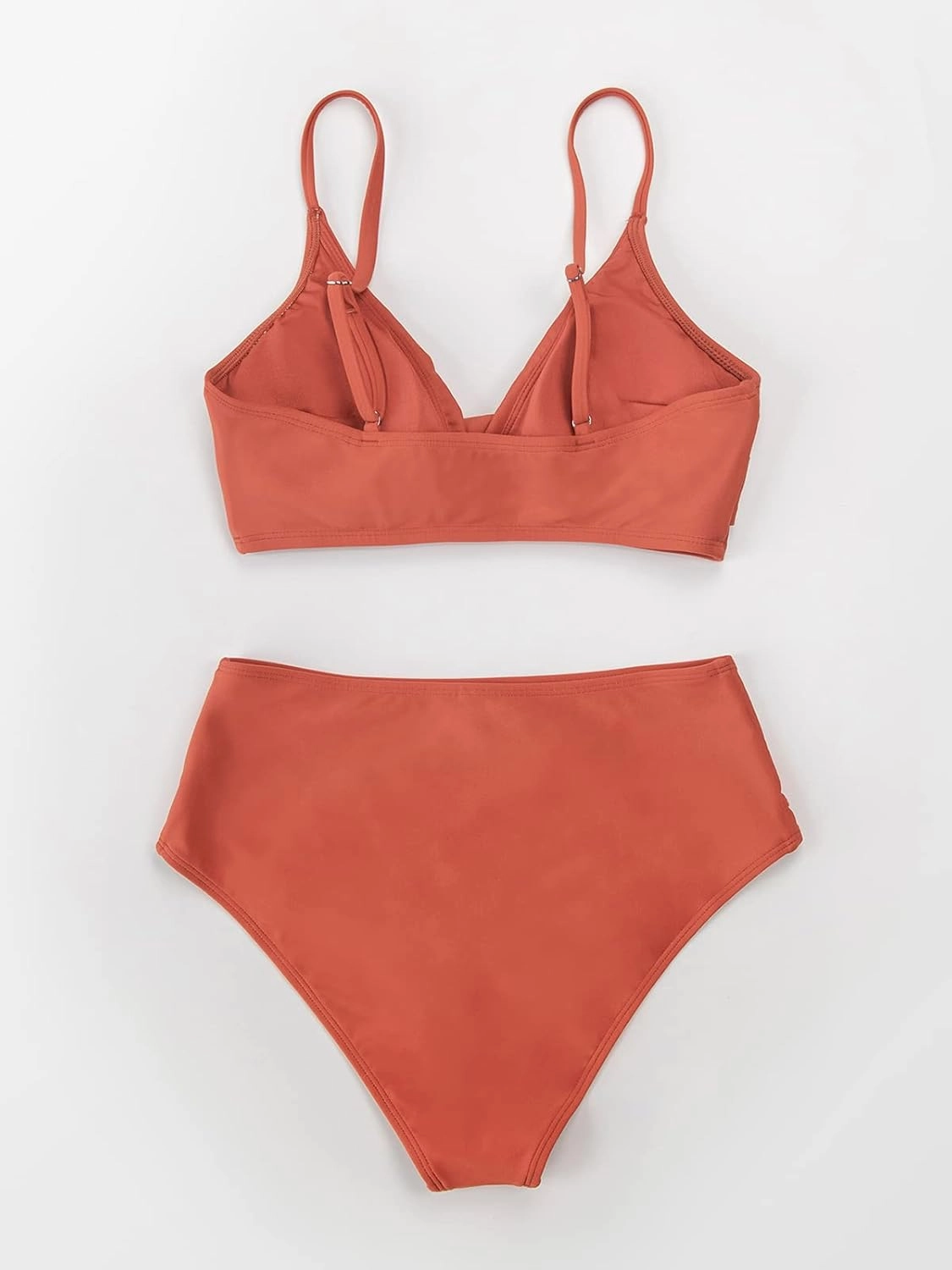 CUPSHE Women's Bikini Sets Two Piece Swimsuit High Waisted V Neck Twist Front Adjustable Spaghetti Straps Bathing Suit