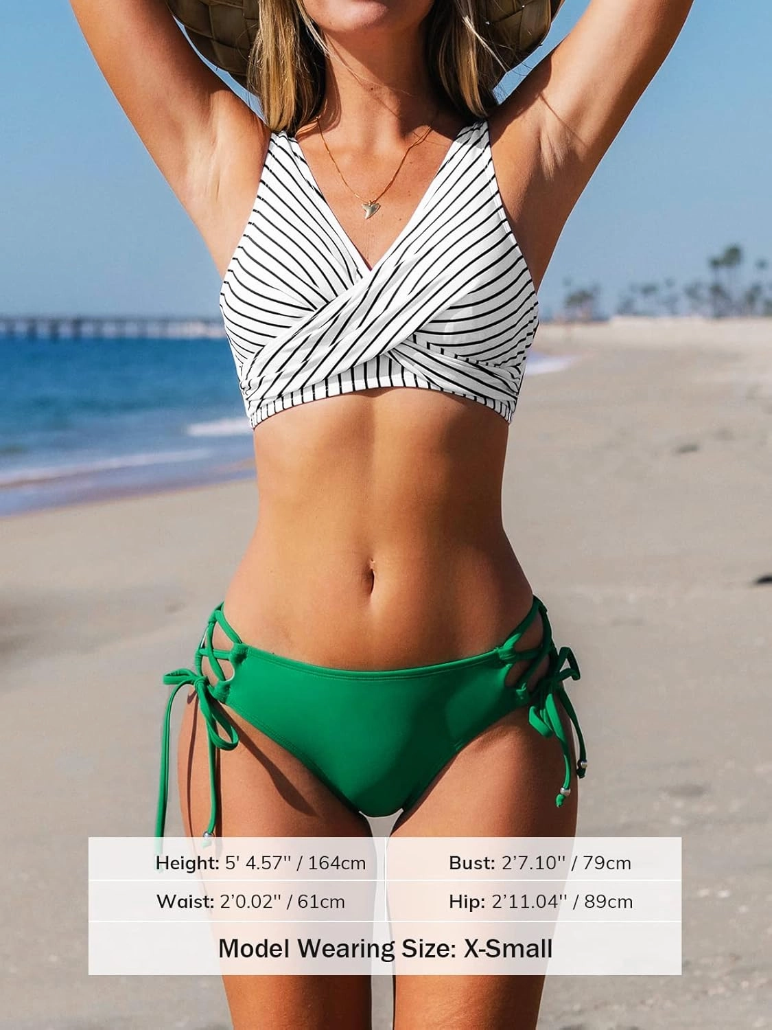 CUPSHE Women's Bikini Swimsuit Front Cross Lace Up Two Piece Bathing Suit