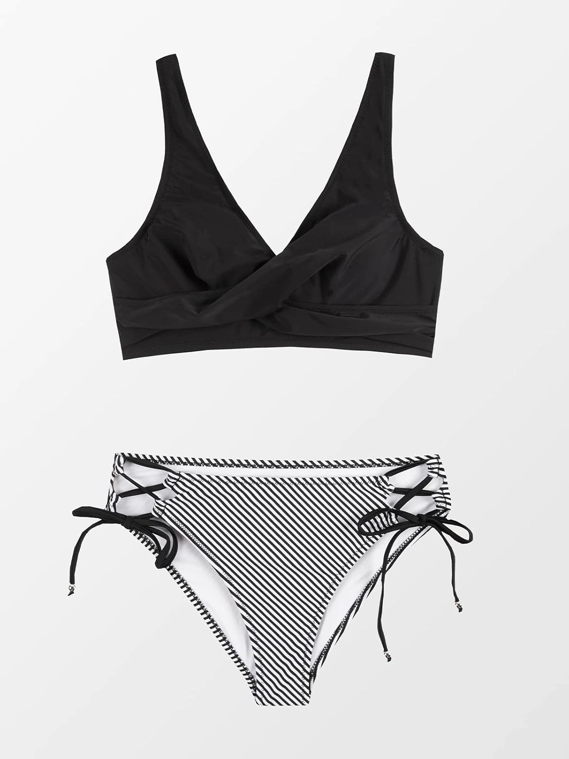 CUPSHE Women's Bikini Swimsuit Front Cross Lace Up Two Piece Bathing Suit