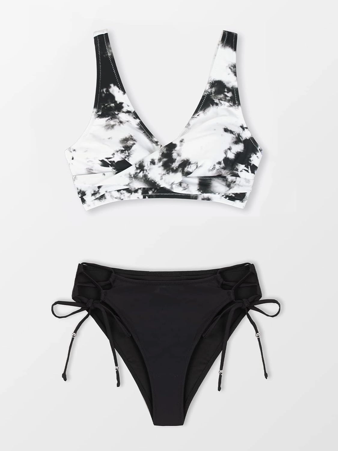 CUPSHE Women's Bikini Swimsuit Front Cross Lace Up Two Piece Bathing Suit