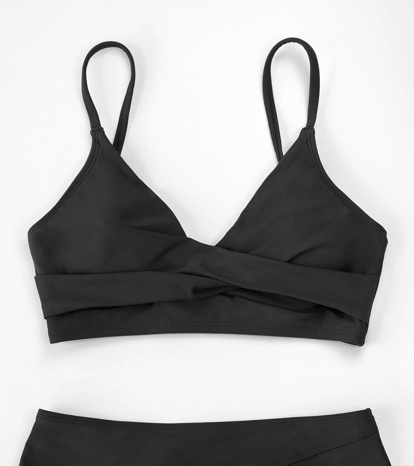 CUPSHE Women's Bikini Top Bathing Suit V Neck Adjustable Spaghetti Straps Twist Front