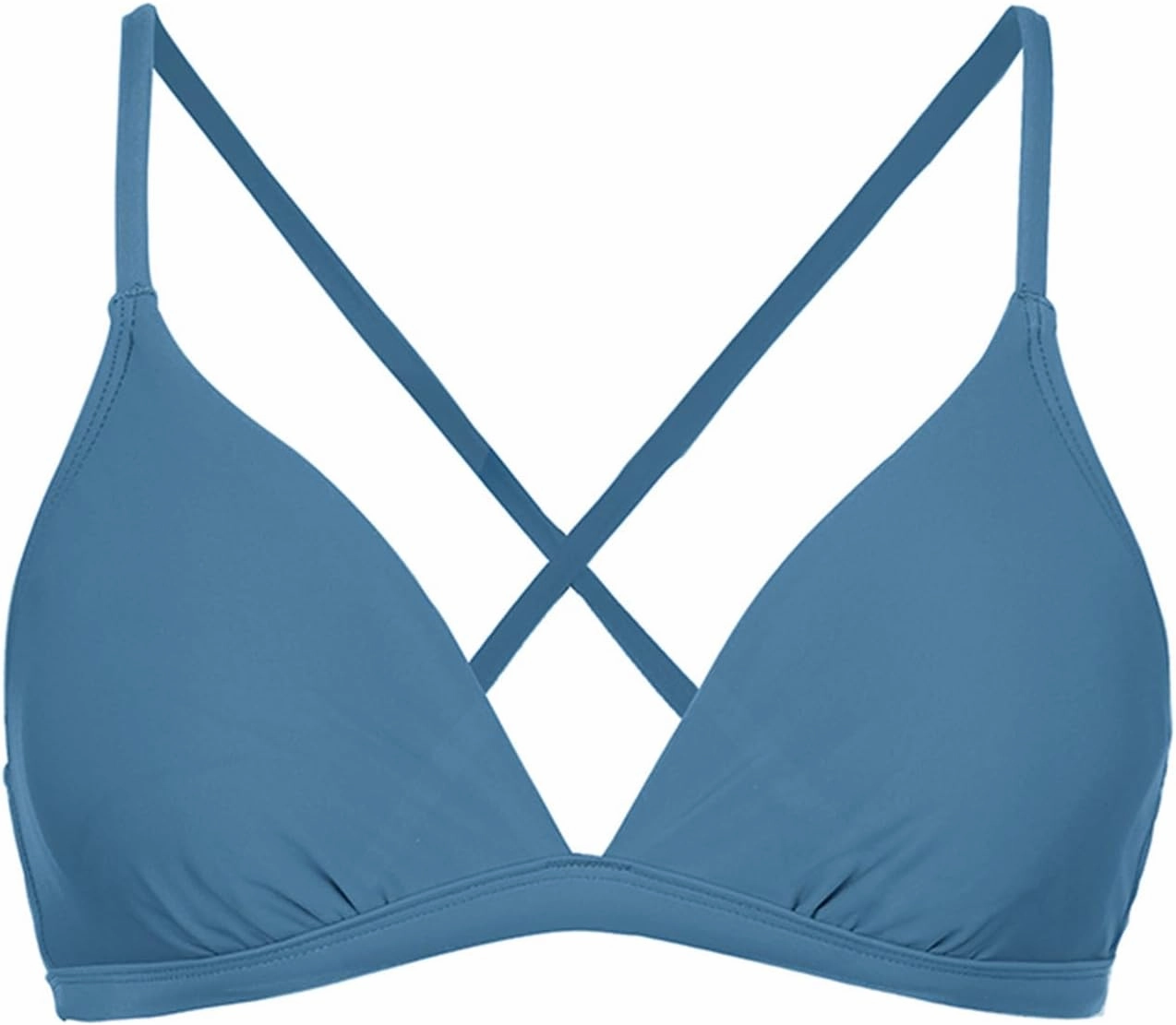 CUPSHE Women's Bikini Top V Neck Triangle Top Crisscross Back Self Tie Spaghetti Straps