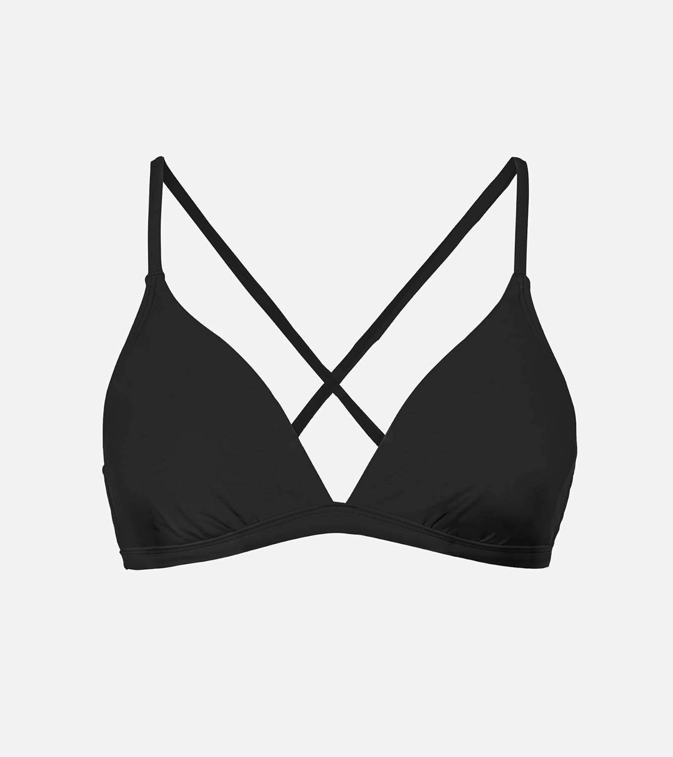 CUPSHE Women's Bikini Top V Neck Triangle Top Crisscross Back Self Tie Spaghetti Straps