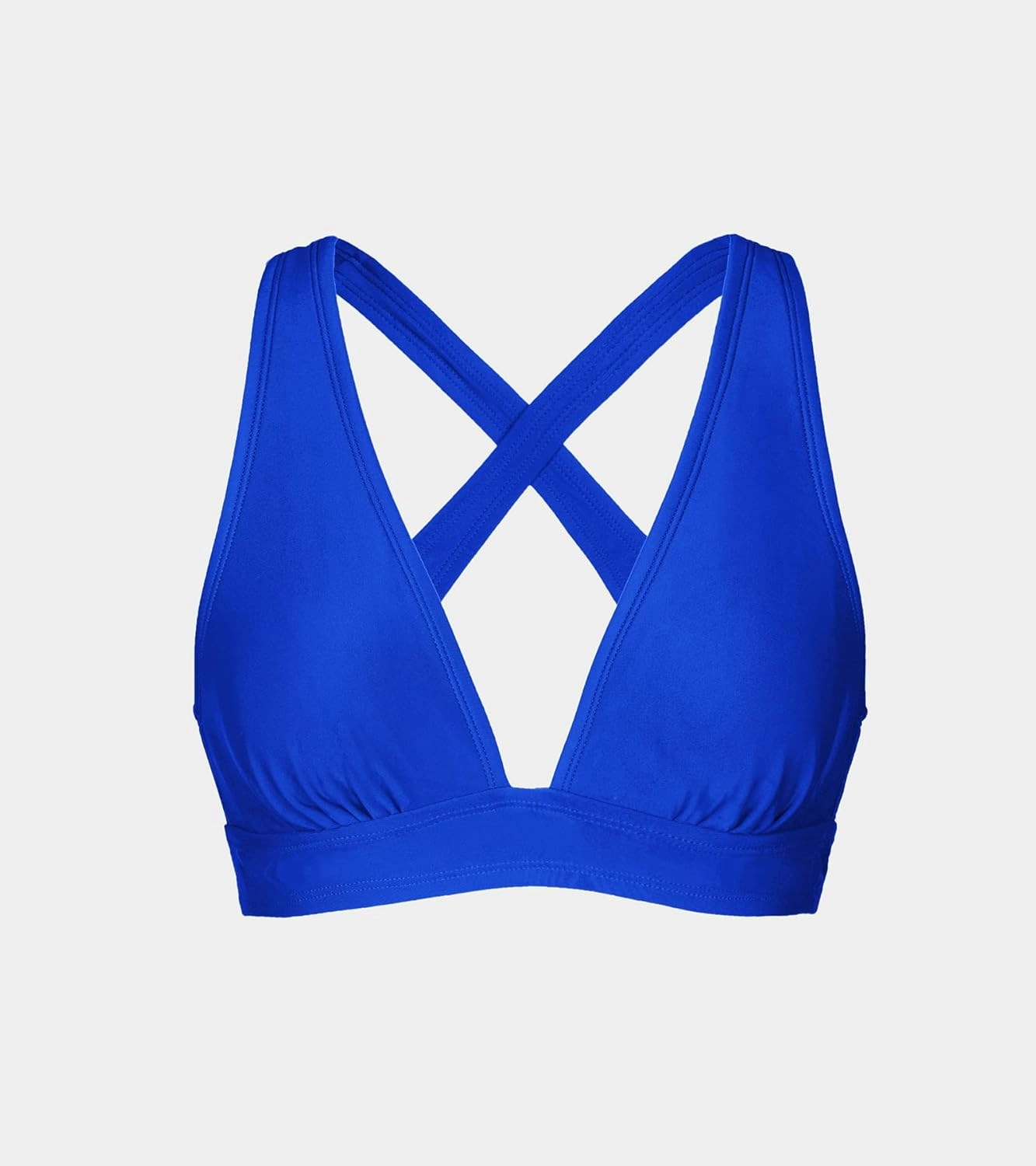 CUPSHE Women's Bikini Top V Neck Triangle Top Wide Straps Cross Back Lace up
