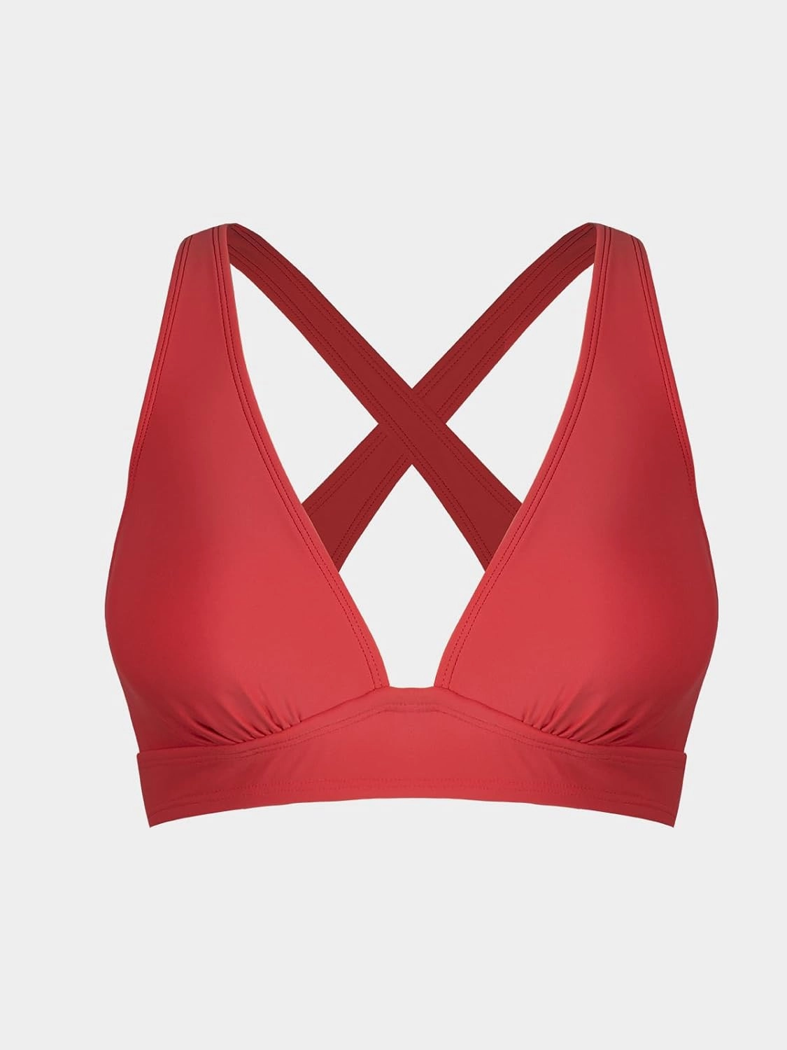 CUPSHE Women's Bikini Top V Neck Triangle Top Wide Straps Cross Back Lace up
