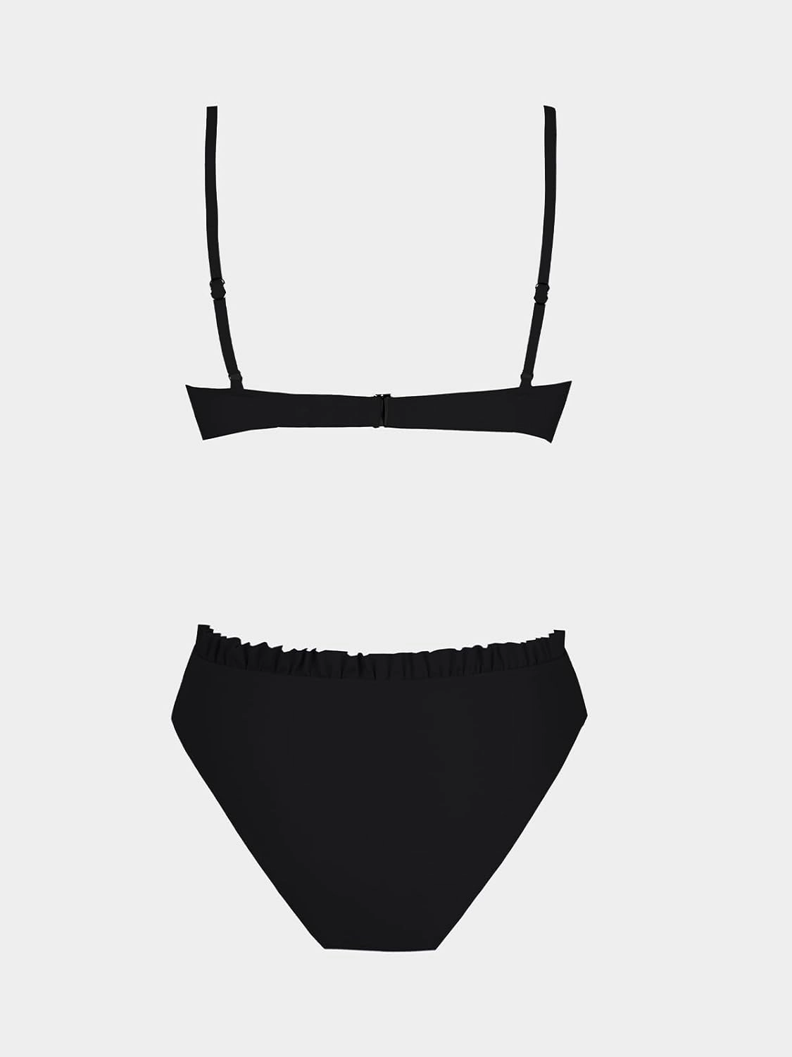 CUPSHE Women Swimsuit Bikini Set High Waisted Push Up Cheeky Drawstring Two Piece Bathing Suit