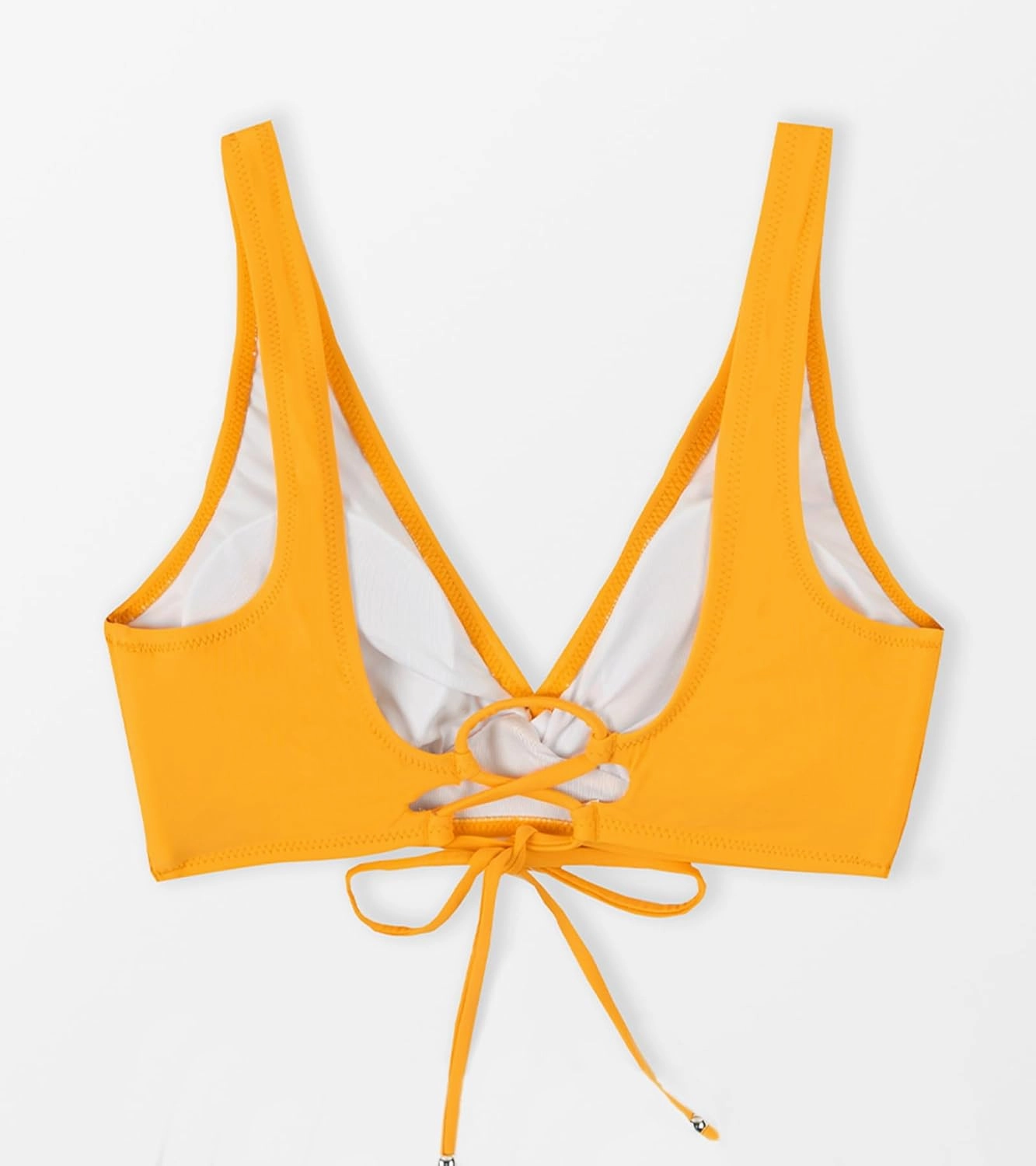 CUPSHE Women Swimsuit Bikini Top Wrap Self Tie Bathing Suit with Fixed Wide Straps