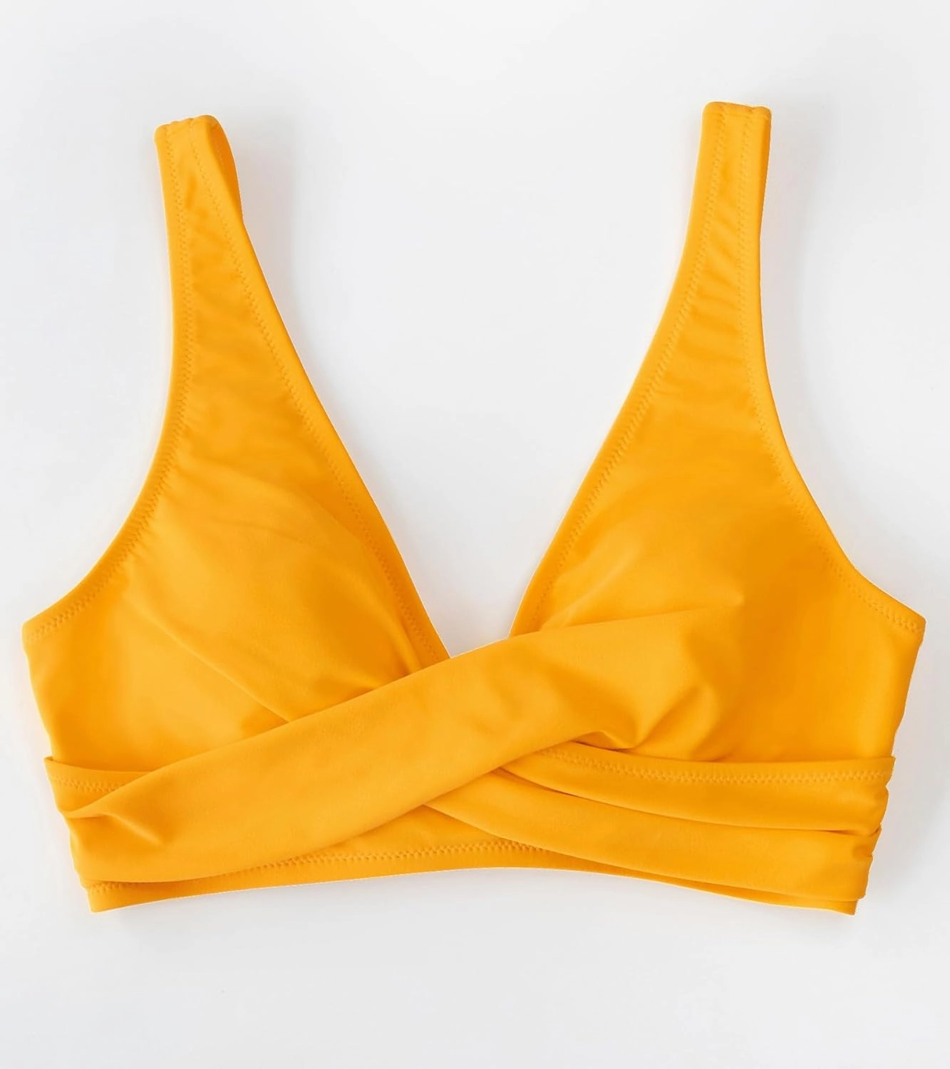 CUPSHE Women Swimsuit Bikini Top Wrap Self Tie Bathing Suit with Fixed Wide Straps