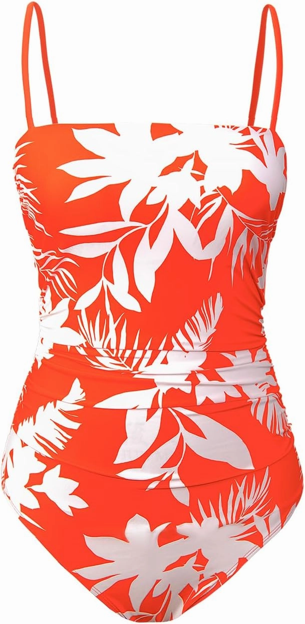 CUPSHE Women Swimsuit One Piece Bathing Suit Square Neck Cutout Back Tummy Control with Adjustable Spaghetti Straps