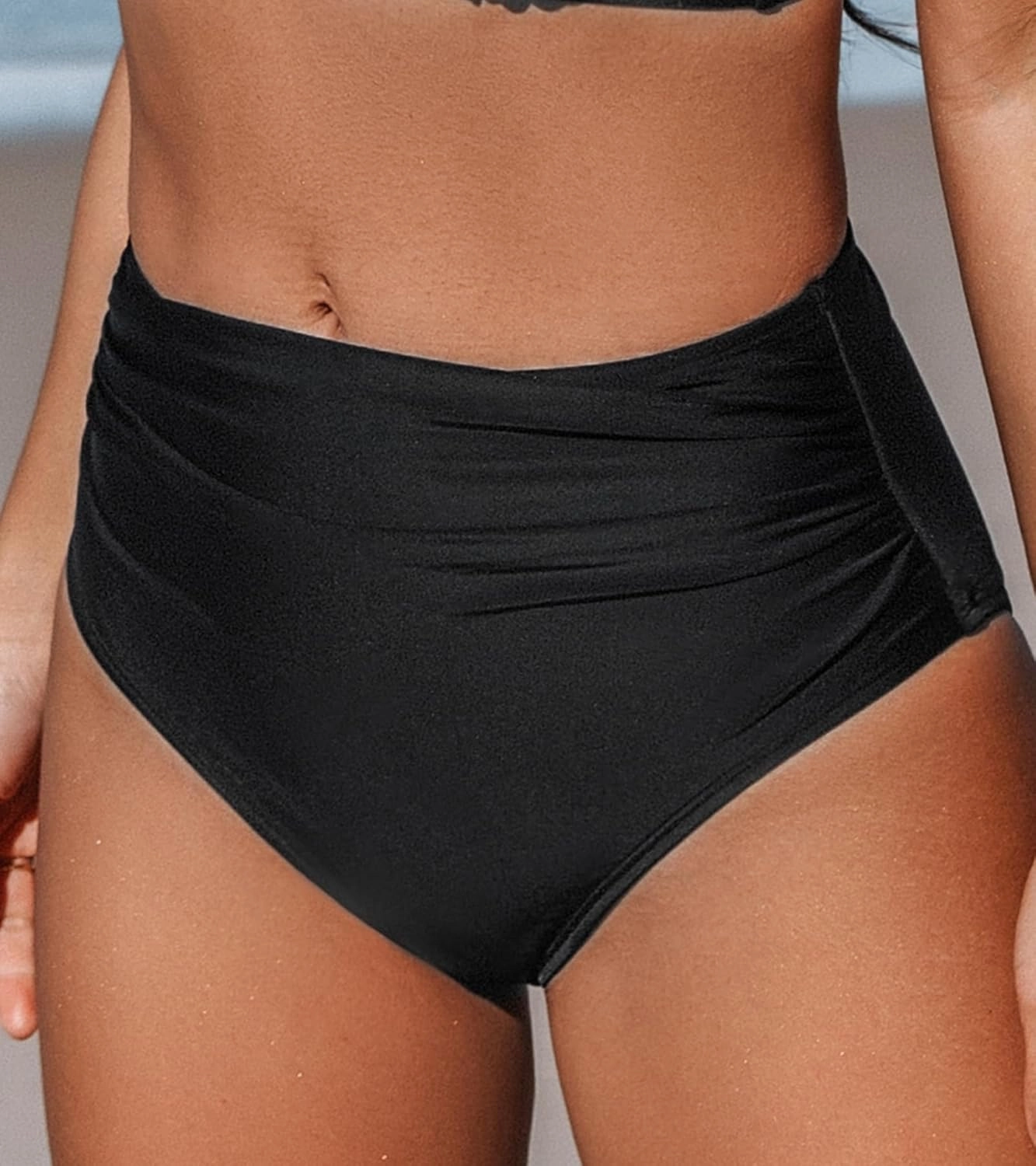 CUPSHE Womens Swimsuit Bikini Bottom High Waisted Bathing Suit Ruched Full Coverage