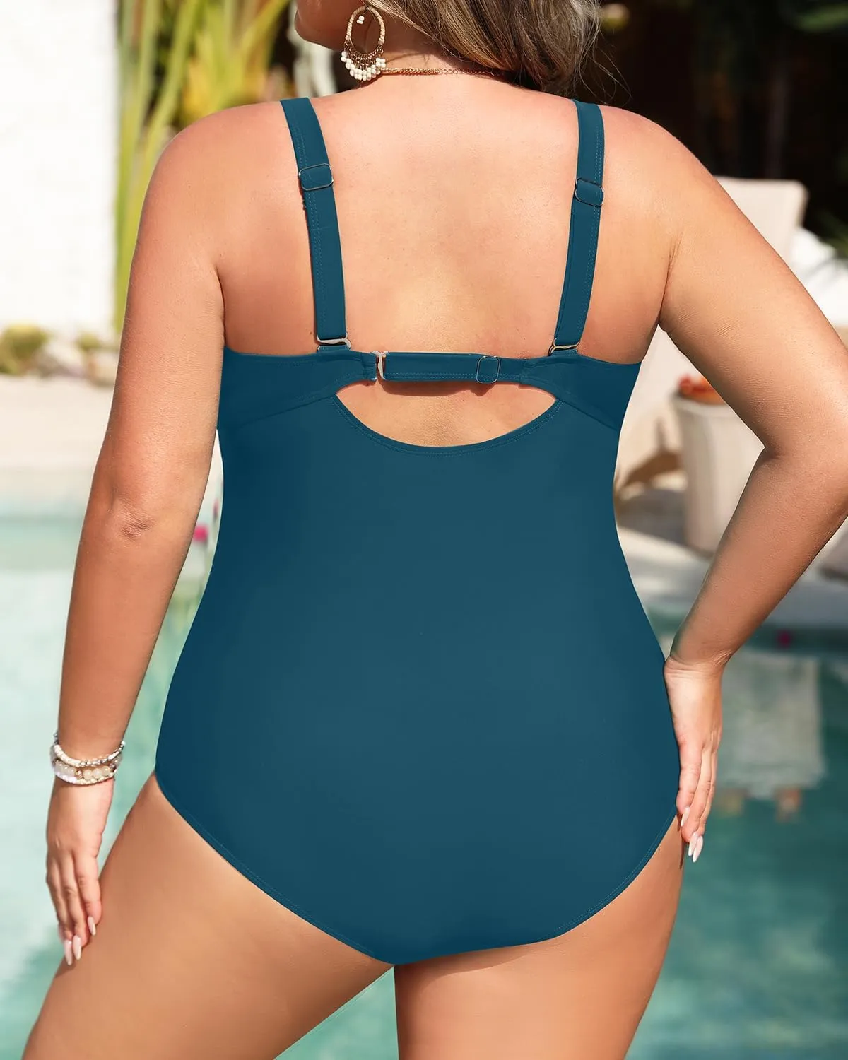 Daci Plus Size One Piece Swimsuit - Women's Tummy Control Bathing Suit Retro Full Coverage Swimwear 2025