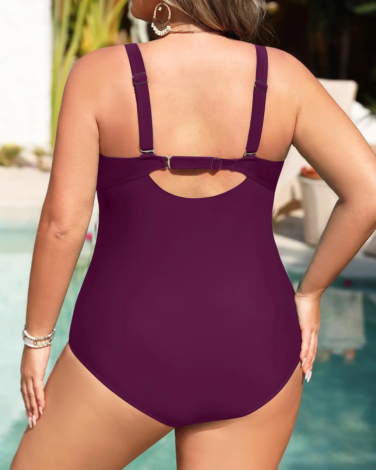Daci Plus Size One Piece Swimsuit - Women's Tummy Control Bathing Suit Retro Full Coverage Swimwear 2025