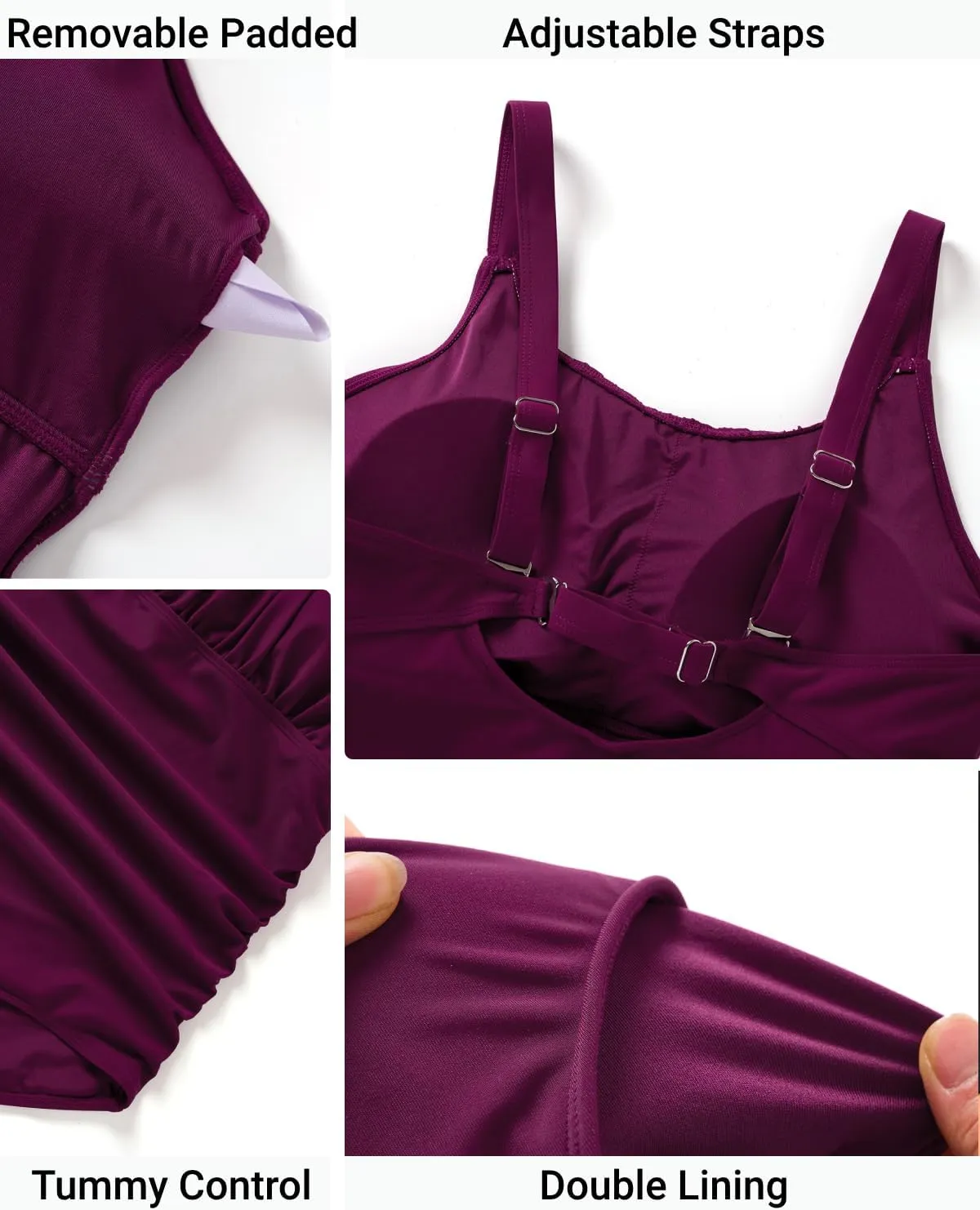 Daci Plus Size One Piece Swimsuit - Women's Tummy Control Bathing Suit Retro Full Coverage Swimwear 2025