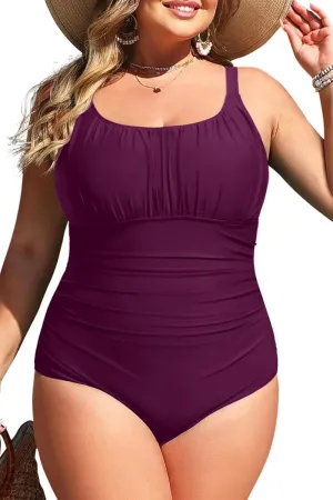 Daci Plus Size One Piece Swimsuit - Women's Tummy Control Bathing Suit Retro Full Coverage Swimwear 2025