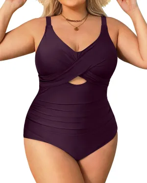 Daci Plus Size One Piece Swimsuits - Tummy Control Bathing Suit for Women Cutout Swimwear