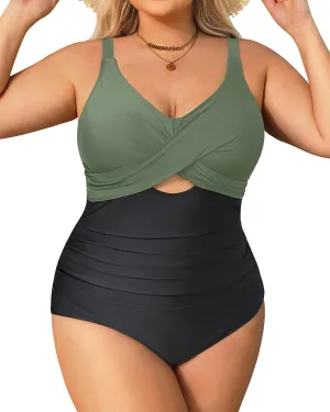Daci Plus Size One Piece Swimsuits - Tummy Control Bathing Suit for Women Cutout Swimwear