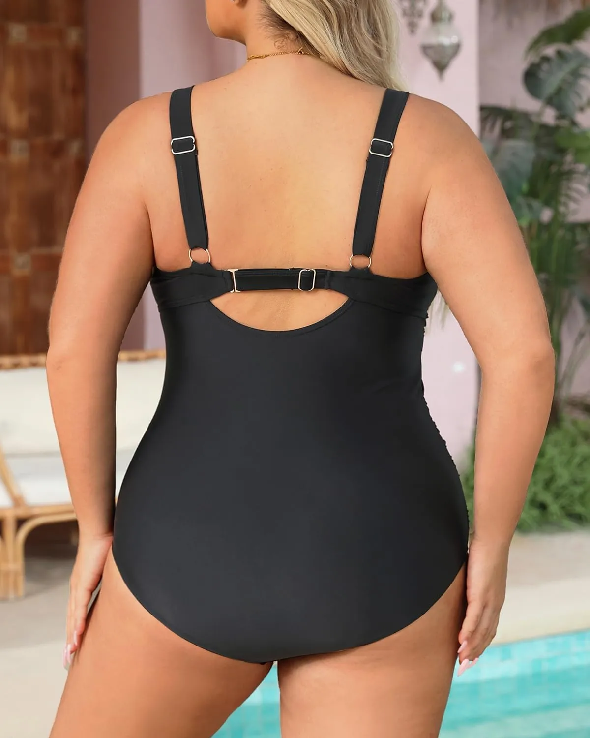 Daci Plus Size One Piece Swimsuits - Tummy Control Bathing Suit for Women Cutout Swimwear