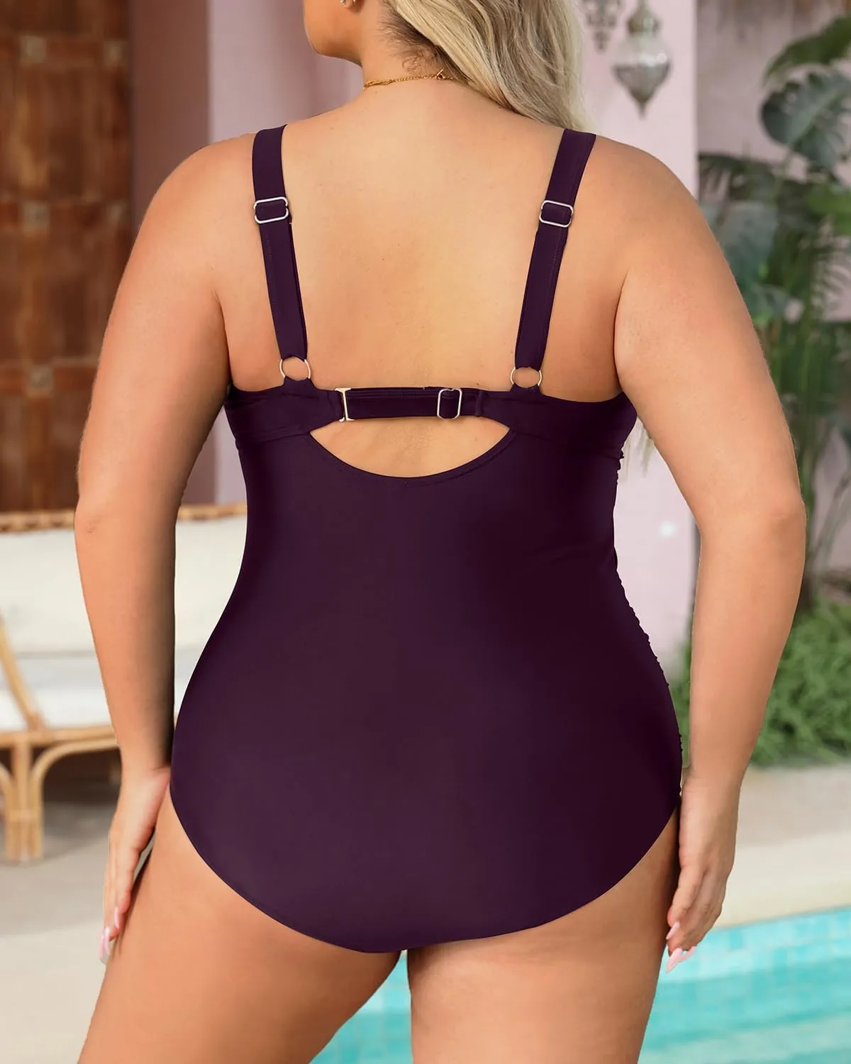 Daci Plus Size One Piece Swimsuits - Tummy Control Bathing Suit for Women Cutout Swimwear