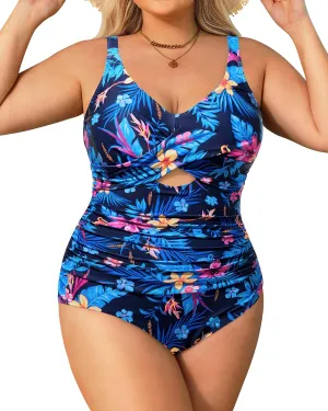 Daci Plus Size One Piece Swimsuits - Tummy Control Bathing Suit for Women Cutout Swimwear