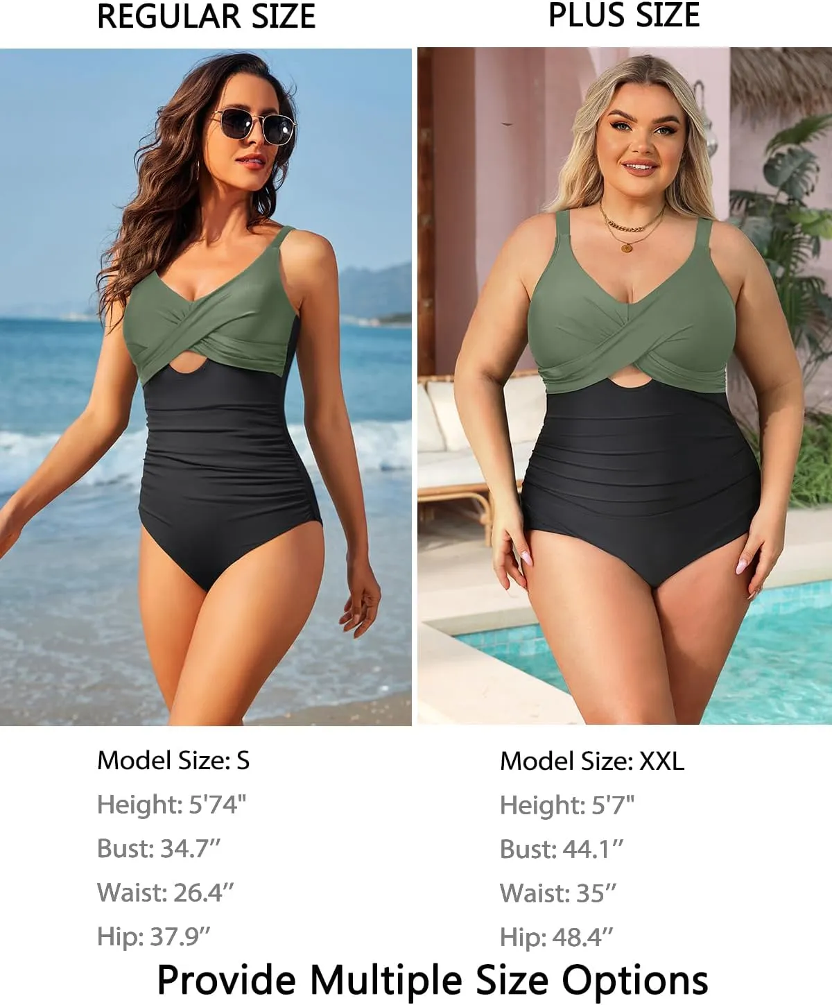 Daci Plus Size One Piece Swimsuits - Tummy Control Bathing Suit for Women Cutout Swimwear