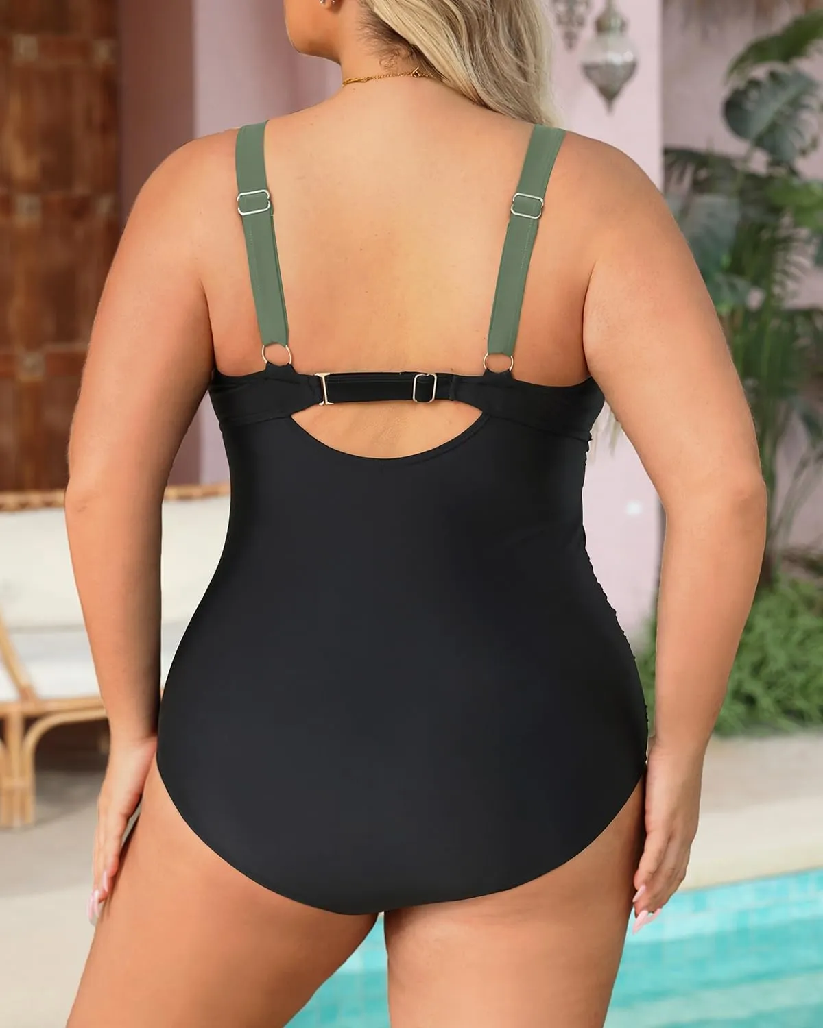 Daci Plus Size One Piece Swimsuits - Tummy Control Bathing Suit for Women Cutout Swimwear