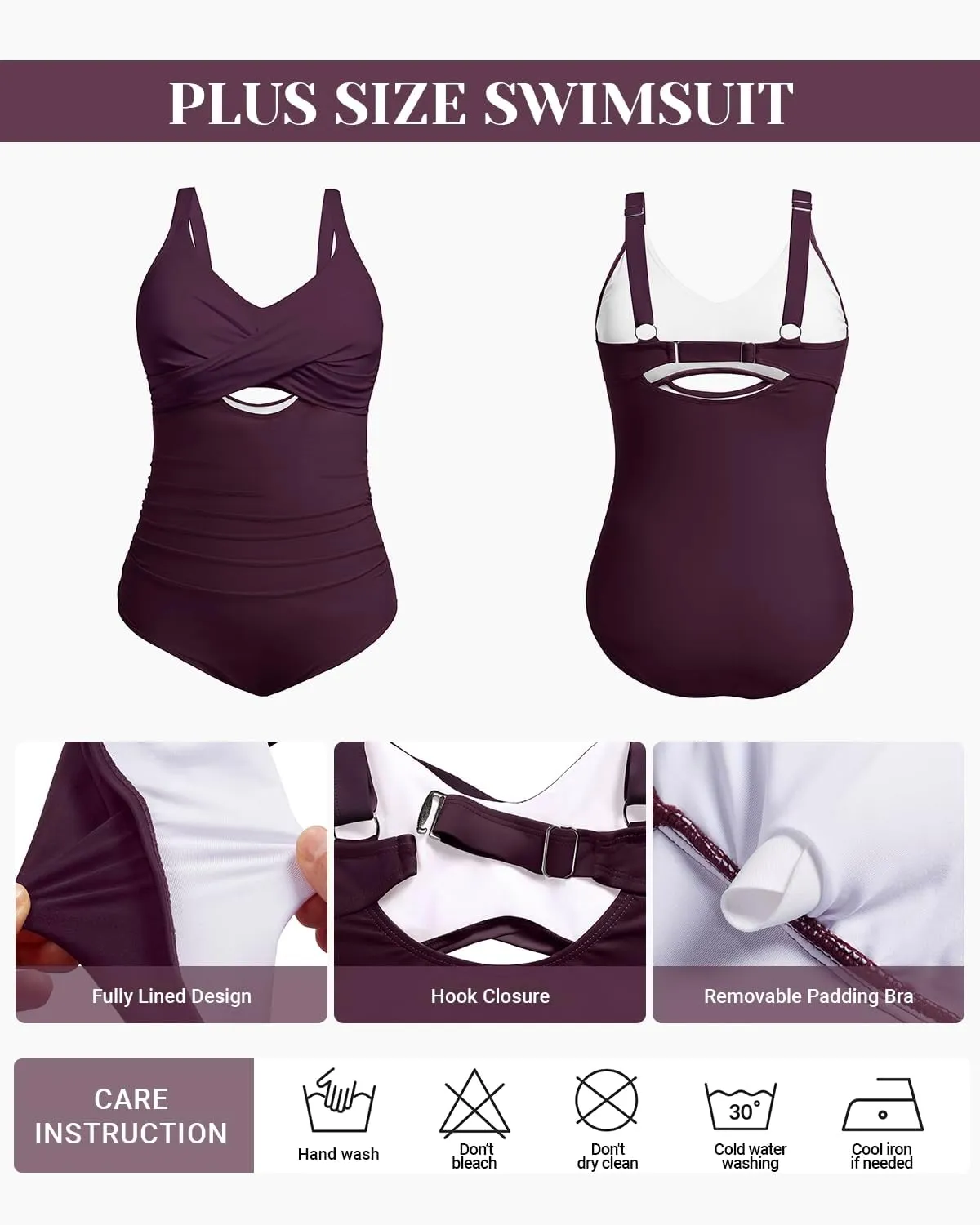 Daci Plus Size One Piece Swimsuits - Tummy Control Bathing Suit for Women Cutout Swimwear