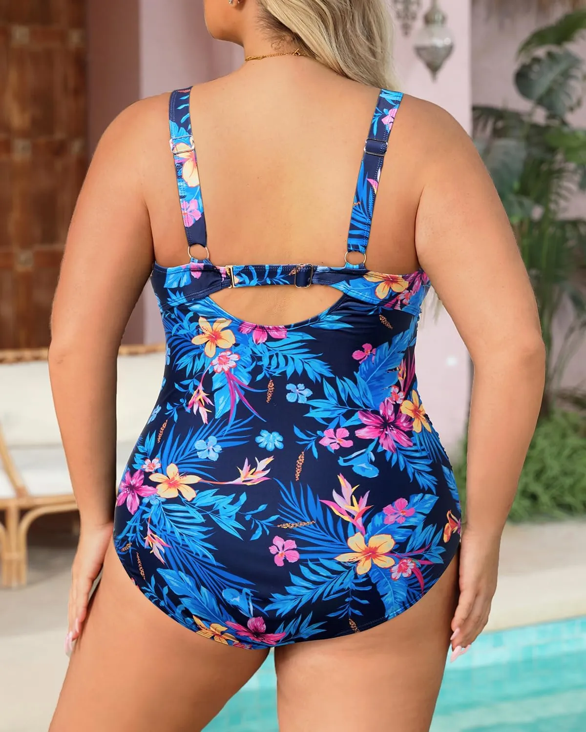 Daci Plus Size One Piece Swimsuits - Tummy Control Bathing Suit for Women Cutout Swimwear