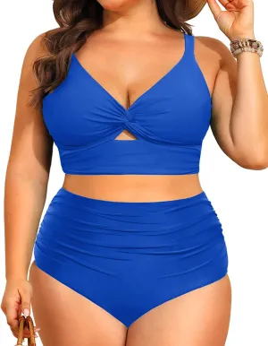Daci Plus Size Two Piece Swimsuits - Women High Waisted Bikini Tummy Control Bathing Suits Knot Twist Swimwear 2025