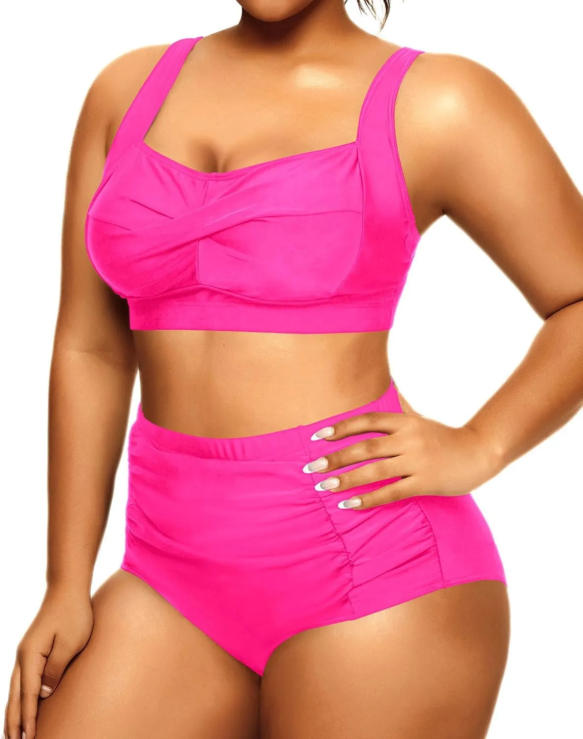 Daci Women's Plus Size Bikini Sets - High Waisted Two-Piece Swimsuits with Tummy Control