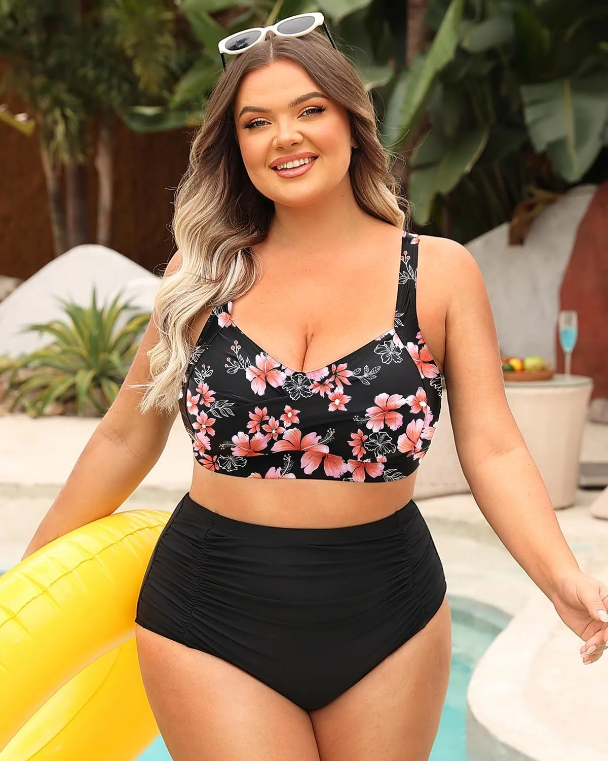 Daci Women's Plus Size Bikini Sets - High Waisted Two-Piece Swimsuits with Tummy Control