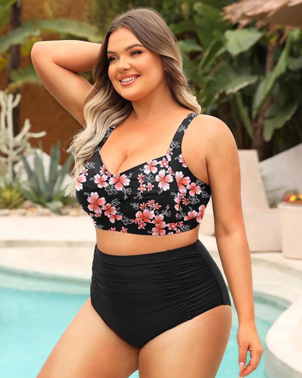 Daci Women's Plus Size Bikini Sets - High Waisted Two-Piece Swimsuits with Tummy Control