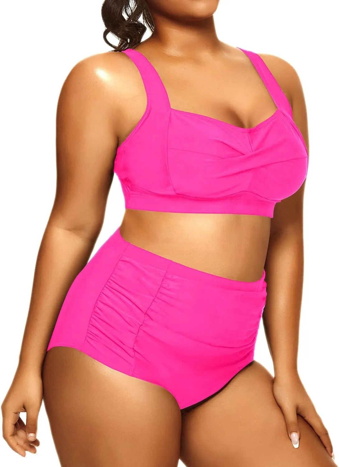 Daci Women's Plus Size Bikini Sets - High Waisted Two-Piece Swimsuits with Tummy Control