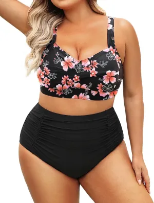Daci Women's Plus Size Bikini Sets - High Waisted Two-Piece Swimsuits with Tummy Control