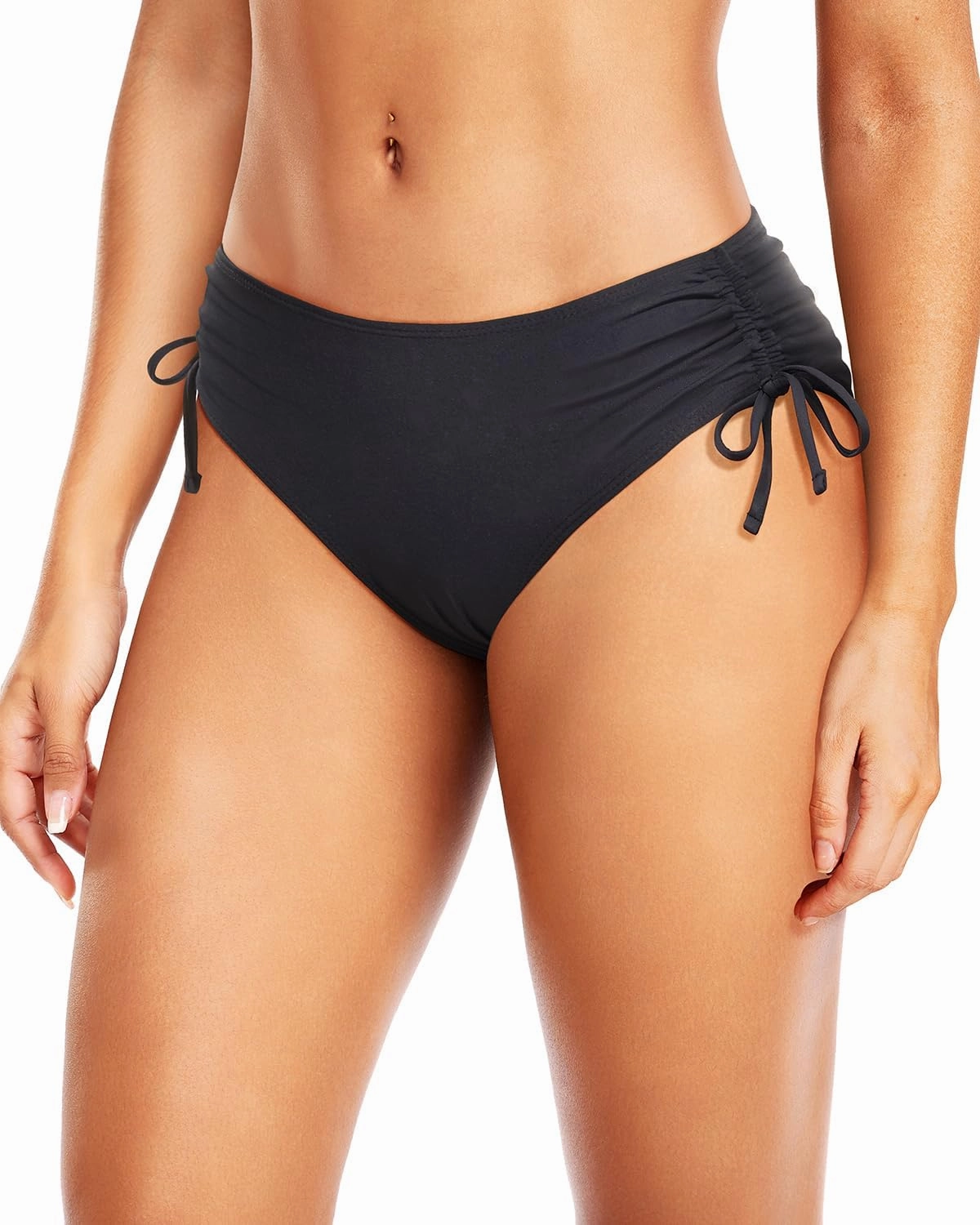 Daci Women Mid Waist Bikini Bottoms - Full Coverage Swim Bathing Suit Bottom Side Tied Swimsuit Bottoms